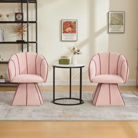 Fauteuil pivotant en chenille, emballé individuellement, pour adultes et adolescents, design ergonomique dossier haut, idéal chambre et salon, chenille rose (1/5)