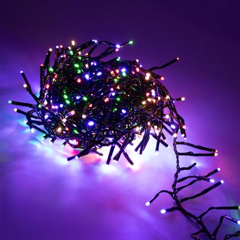 LED Lichterkette bunt für Außen mit Timer und Netzstecker - 384 LED / 4,9 m - Weihnachts Dekobeleuchtung multicolor mit 8 Funktionen