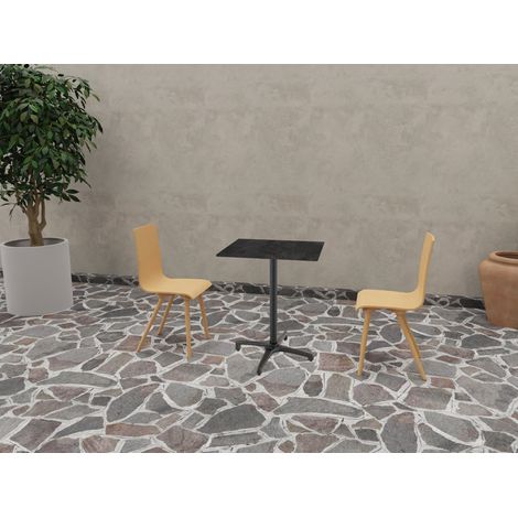 Pied de table de bar pliable d'extérieur en aluminium noir mat Osaka (1/5)