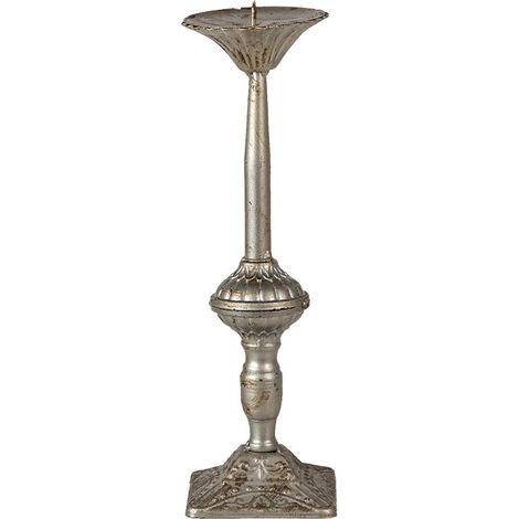 Chandelier Bougeoir Décoratif en Fer Couleur Argent Porte-Bougie de Table 9 x 32 cm - PANGIVO (1/5)