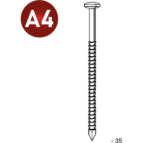 Pointe Annelée en Vrac Tête Bombée Inox A4 - 25/27x35 mm - 1 kg - D-Work