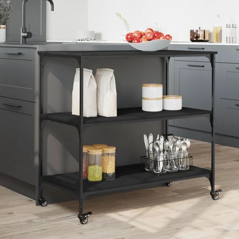 vidaXL Küchenwagen schwarz 102x50x95 cm Holz