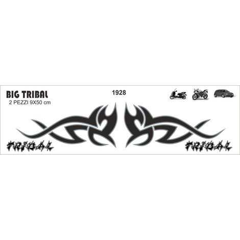 Adesivi Sticker Grande Tribale, 9 x 50 cm, Set di 2