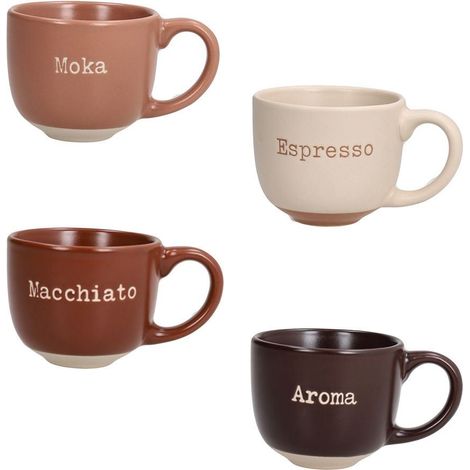 Set 4 Tazze Tazzine Caffè in Ceramica Cindy Barista 100 cc