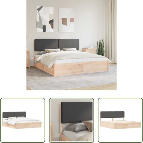 vidaXL Estructura de Cama con Cabecera Tapizada Gris oscuro (1/5)