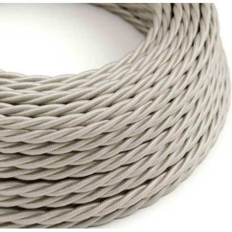 Creative-cables italia cable elÉctrico trenzado cubierto de tela 3x0,75 seda liso marfil xz3tm00