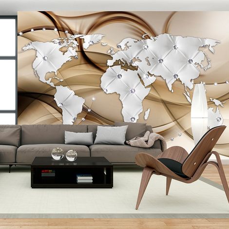 Fotomurale - World Map - White & Diamonds - 150x105 (1/4)