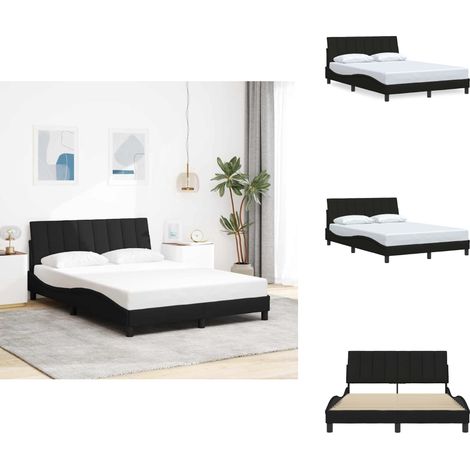 Bettgestell ohne Matratze Schwarz 120x200 cm Stoff - Bettgestell - Bettgestelle - Bettrahmen - Bett (1/5)
