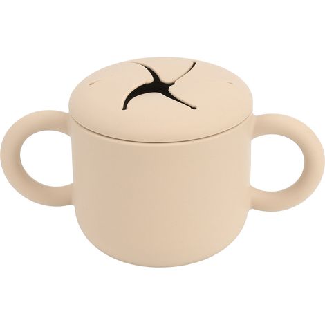 Gobelet d'apprentissage bébé en silicone, poignées doubles, anti-fuite, facile à nettoyer, tasse d'entraînement pour tout-petit, couleur kaki