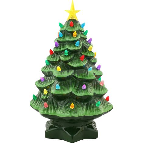 Miniatur-Weihnachtsbaum aus Kunstharz, detailreiche Figuren, Weihnachtsdekoration für Fenster, Tisch oder Garten, 30 cm (11,8 Zoll), grün (1/5)