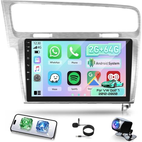 [2G+64G] Autoradio pour Golf 7 2012-2020 avec sans Fil Carplay et Auto, Écran Tactile HD de 9 Pouces avec GPS/WiFi/Bluetooth/EQ/FM RDS (1/5)