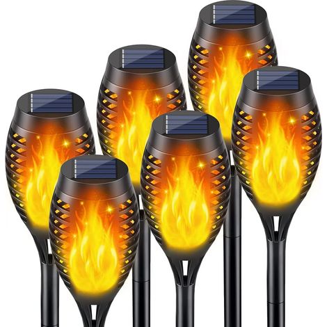 6Stück Solarlampen für Außen Garten, Solar Fackeln für Außen Flackernd, Solarleuchten für Außen Gartendeko, Gartenfackeln für Draußen, Solar Gartenleuchten für Außen LED Gartenbeleuchtung Solar (1/5)