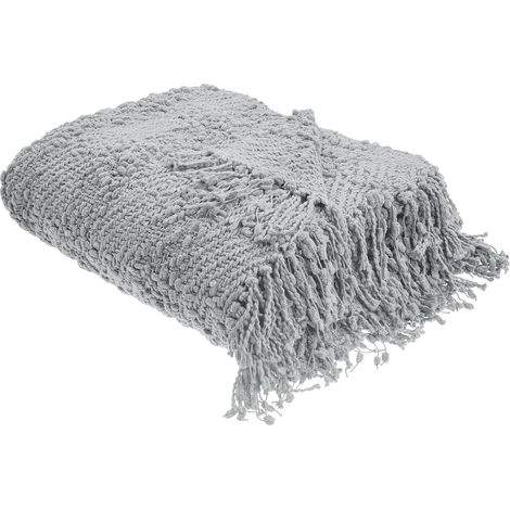Kuscheldecke VELLA Baumwolle 150 x 200 cm Grau