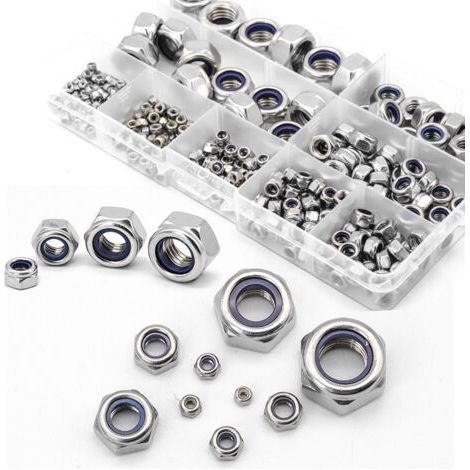 321 Pièces Assortiment de Contre Écrous, Écrou de Blocage Autobloquant en Acier Inoxydable, Écrous Hexagonaux, Inserts Filetés M2 M2.5 M3 M4 M5 M6 M8 M10 M12, Contre Écrous en Nylon (1/5)