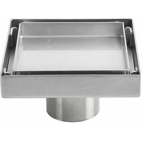 Siphon de sol invisible en acier inoxydable 304 drain de sol déodorant épaissi carré 1010cm (1/5)