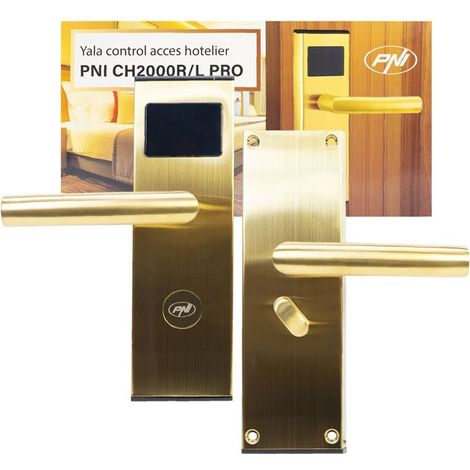 Contrôleur d'accès hôtelier - Yale PNI CH2000R PRO Gold - Lecteur carte EM 13,56 MHz - Antivandalisme - Ouverture droite