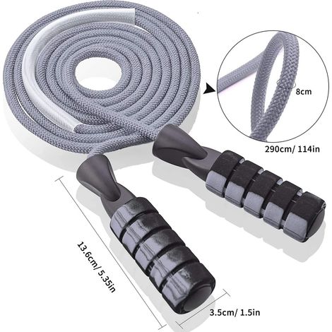 Corde à sauter lestée ajustable pour adultes et enfants, entraînement d'endurance et de fitness (1/5)