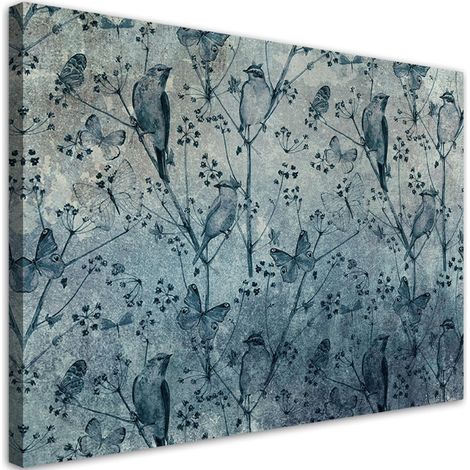 Quadro su tela, Uccelli sui rami - 60x40 (1/4)
