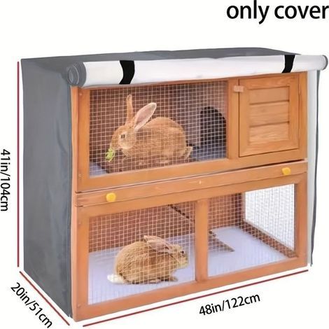 1-piece double-layer rabbit cage cover - Durable polyester outdoor pet enclosure with mesh