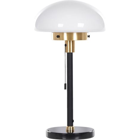 Lámpara de mesa de metal negro dorado blanco 55 cm pantalla clásico Minija