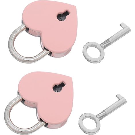 miniature en alliage rose en forme de cœur lot de 2 avec clé (1/5)