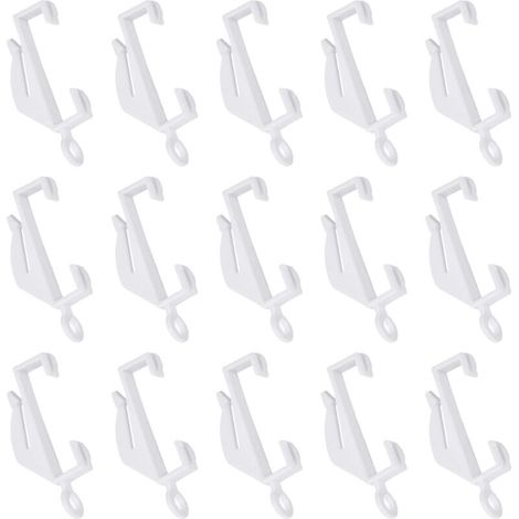 100 Pièces Blancs Crochets de Rail de Rideau, Plastique Crochet Glisseur,pour Tringle à Rideau en pour Rail de Fenêtre, Rideau de Douche (1/5)