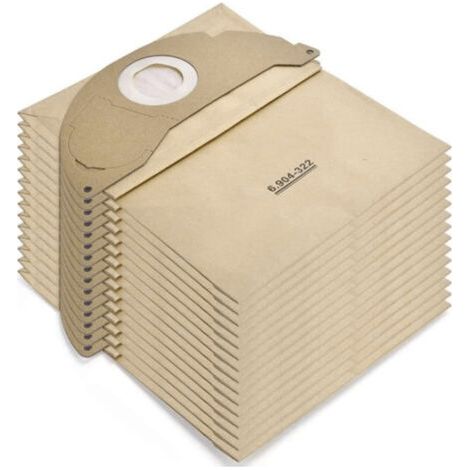 Bolsas de aspiradora 15uds para Kärcher WD2, MV2, A2004, A2054. Filtro papel reemplazo para aspiradoras húmedo y seco, accesorio premium. (1/5)