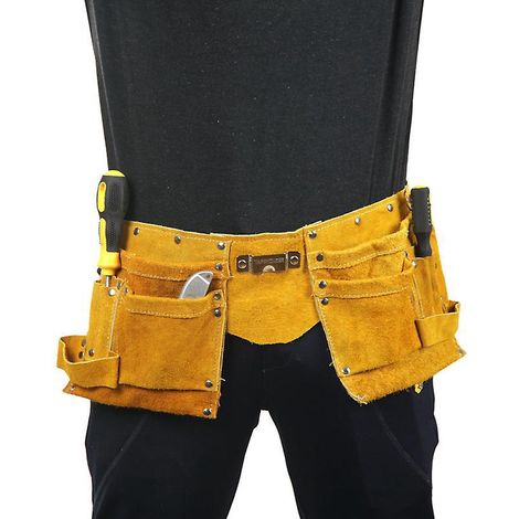 ceinture Porte Outils En Cuir De Qualit Avec 11 Poches, Ceinture Ajustable En Nylon, Cadeau Pour Fte Des Pres Pour Bricoleur(se), Charpentier, Men (1/5)