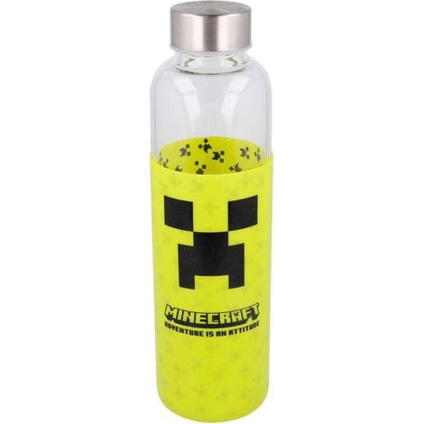 Botella cristal Minecraft funda silicona 585ml