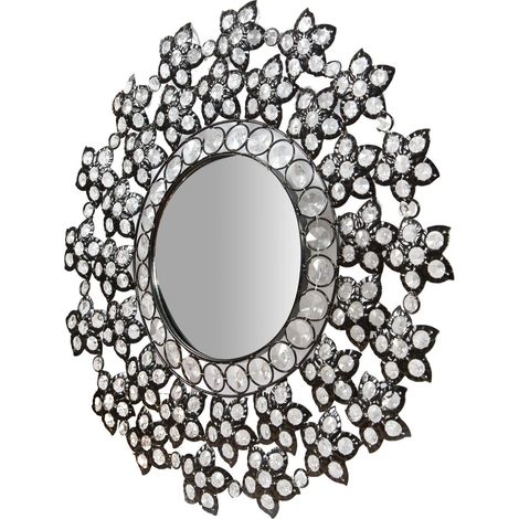 Miroir à Suspendre Diamètre 50 cm Miroir décoratif avec Pierres précieuses Miroir Mural et Table