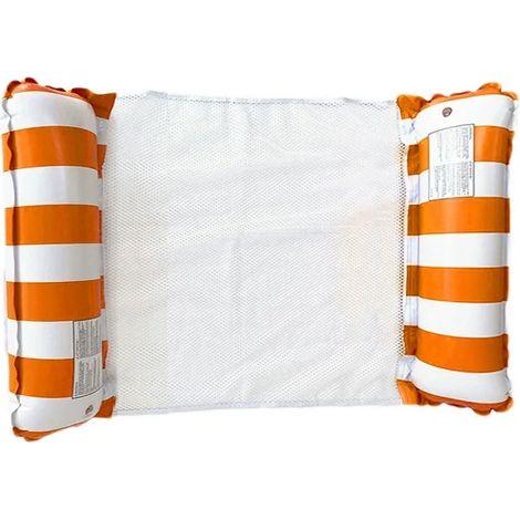 (Orange) Chaise longue gonflable pliable, idéale pour les fêtes au bord de la piscine et la détente à la plage, avec un dossier en filet. (1/3)
