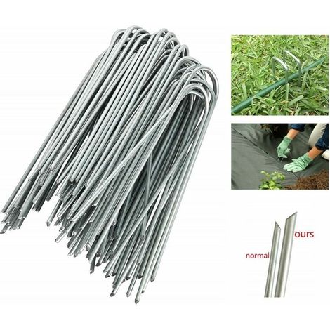 royaluxe - Piquets de Fixation en Acier (50 Pièces) - pour Toiles de Paillages et de Jardinage, Grillage et Filets - 14.53.3cm Argent， (1/5)