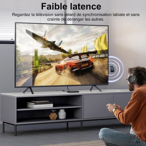 Adaptateur Bluetooth Jack 5.4 pour TV Émetteur Récepteur 2 en 1 AUX 3.5mm Con Microphone et Affichage d'état (1/3)