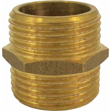 Doppelnippel Messing 1 1/4 Zoll, Gewindefitting, AG Gewinde, Messingfitting