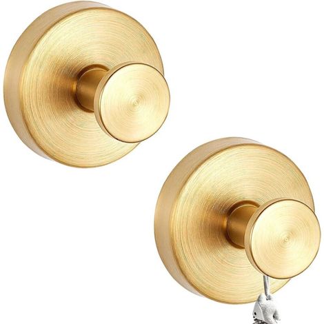 CSPARKV Lot de 4 crochets à ventouse, amovibles, réutilisables, en acier inoxydable, pour paroi de douche, cuisine, porte en verre, fenêtre, miroir, carrelage lisse, doré (1/5)