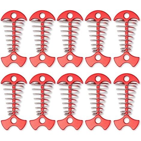 BUNTHAUS Rouge Lot de 10 piquets d'ancrage en arête de Poisson avec Boucle à Ressort pour Camping, randonnée (1/5)