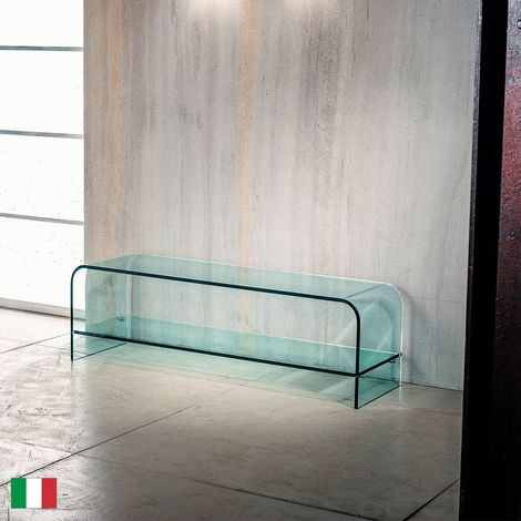 Porta TV in Vetro Curvato Trasparente L 120 Made in Italy - Tube 120 (1/3)
