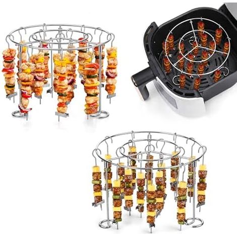 Accessoire Airfryer Homikit, Lot de 2, 15,6cm, Grille Ronde, Inox, Double, Barbecue, Cuisson (1/5)