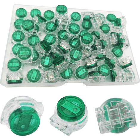 Connecteur Telephone, Connecteur fil Telephone, Vert Transparent Cable Connecteur, Connecteur de câble, Connecteurs Épissure (60 pièces) (1/5)