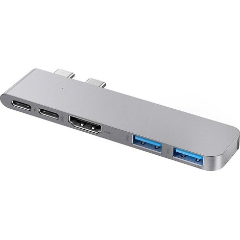 5-in-2 USB-C Hub Type-C Docking Station Multiport Adapter with 4K HD USB C Data Charging Port Compat