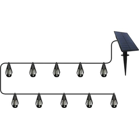 Solar Lichterkette Aussen mit Flammen, 6.3M 10 Bulbs Lichterkette Außen Solar mit Realistischer Flammeneffekt, IP65 Wasserdicht Hängend Solarlampen für Outdoor Garten Party Balkon Bistro Cafe