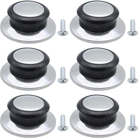 Juego de 6 piezas de asas de repuesto resistentes al calor para pomos de tapas de ollas, tipo universal, aptas para varias tapas de ollas, tapas de ollas de fondo plano y utensilios de cocina. (1/4)