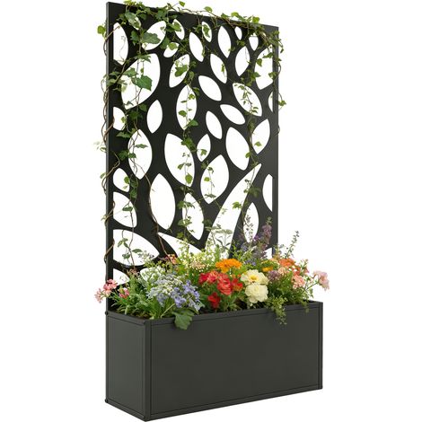 Jardiniere surelevee en metal avec treillis mural ou autoportante