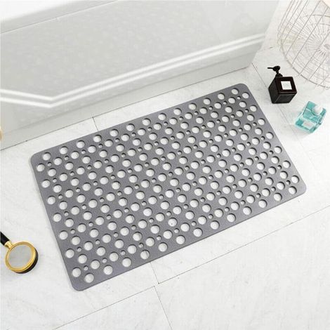 Non-slip, anti-mold bath mat, made of TPE, for indoor shower, bathtub, bath (Grey, 43 x 75cm)