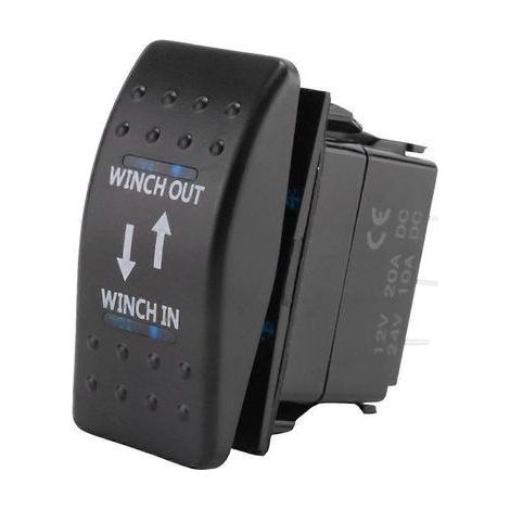 Interrupteur à bascule 12V 20A 7 broches ON-OFF-ON pour treuil Winch In/Out avec voyants LED bleus IP66 (1/2)
