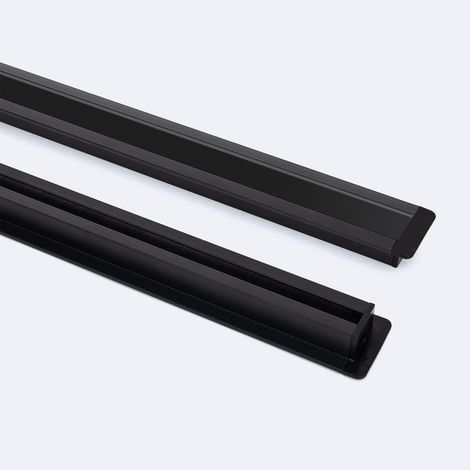 Profilo Alluminio da Incasso con Clip e Coperchio Continuo per Strisce LED fino a 12 mm Nero 2 m Nero traslucido (1/5)