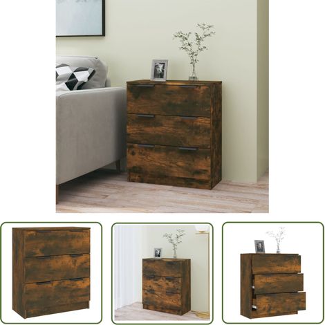 The Living Store Sideboard Räuchereiche 60x30x70 cm Holzwerkstoff - Sideboard - Wohnzimmermöbel - Eckschrank - Regal - Holzmöbel (1/5)