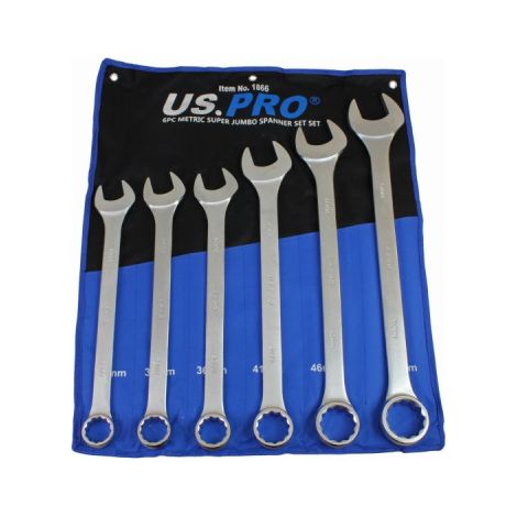 US PRO 6 Piece Super Jumbo Combination Spanner Set Wrench 33-50mm 1866 (1/3)
