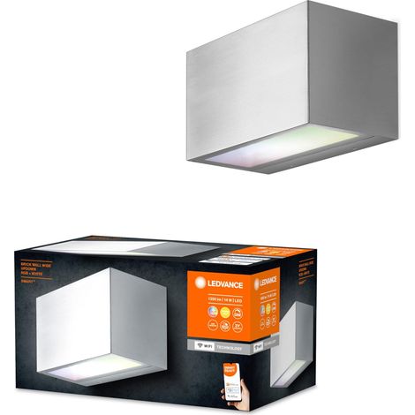 LEDVANCE SMART+ WI-FI BRICK ST RGBW 14.5cm - applique a LED dimmerabili grigio scuro con alloggiamento in acciaio inossidabile di alta qualità, quadrato, controllo colore RGB, 14 W, 3000K, 600lm, IP44 (1/5)
