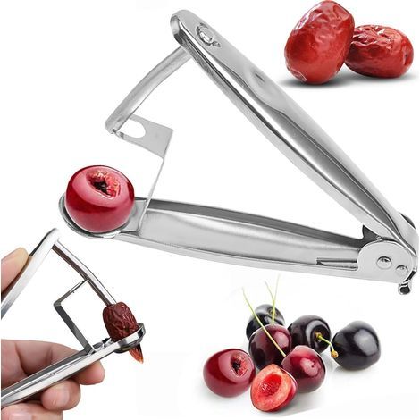 Kirschentkerner, multifunktionales Werkzeug aus Edelstahl zum Entkernen von Kirschen und Oliven, ideal auch für Weintrauben, Preiselbeeren und Jujuben (1/5)